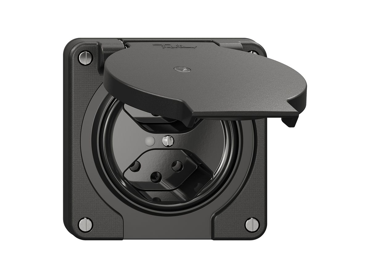Steckdose NEVO N.CO, 2×T13, IP21, m.LED, schwarz