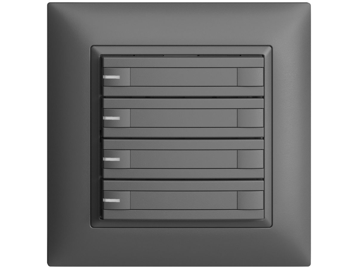 UP-Taster KNX 4-fach EDIZIOdue dunkelgrau RGB mit LED mit Papiereinlage