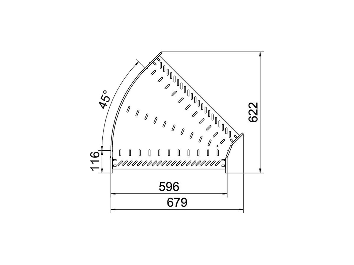 Bogen BET RB 45° 60×600mm Stahl bandverzinkt