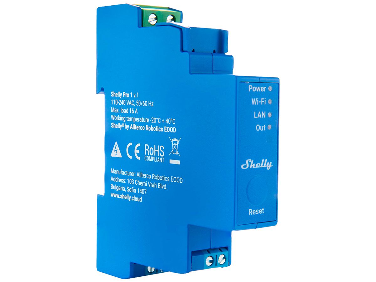 REG-RF-Schaltaktor Shelly Pro 1 Wi-Fi/Ethernet/Bt 1-Kan 240V 1TE