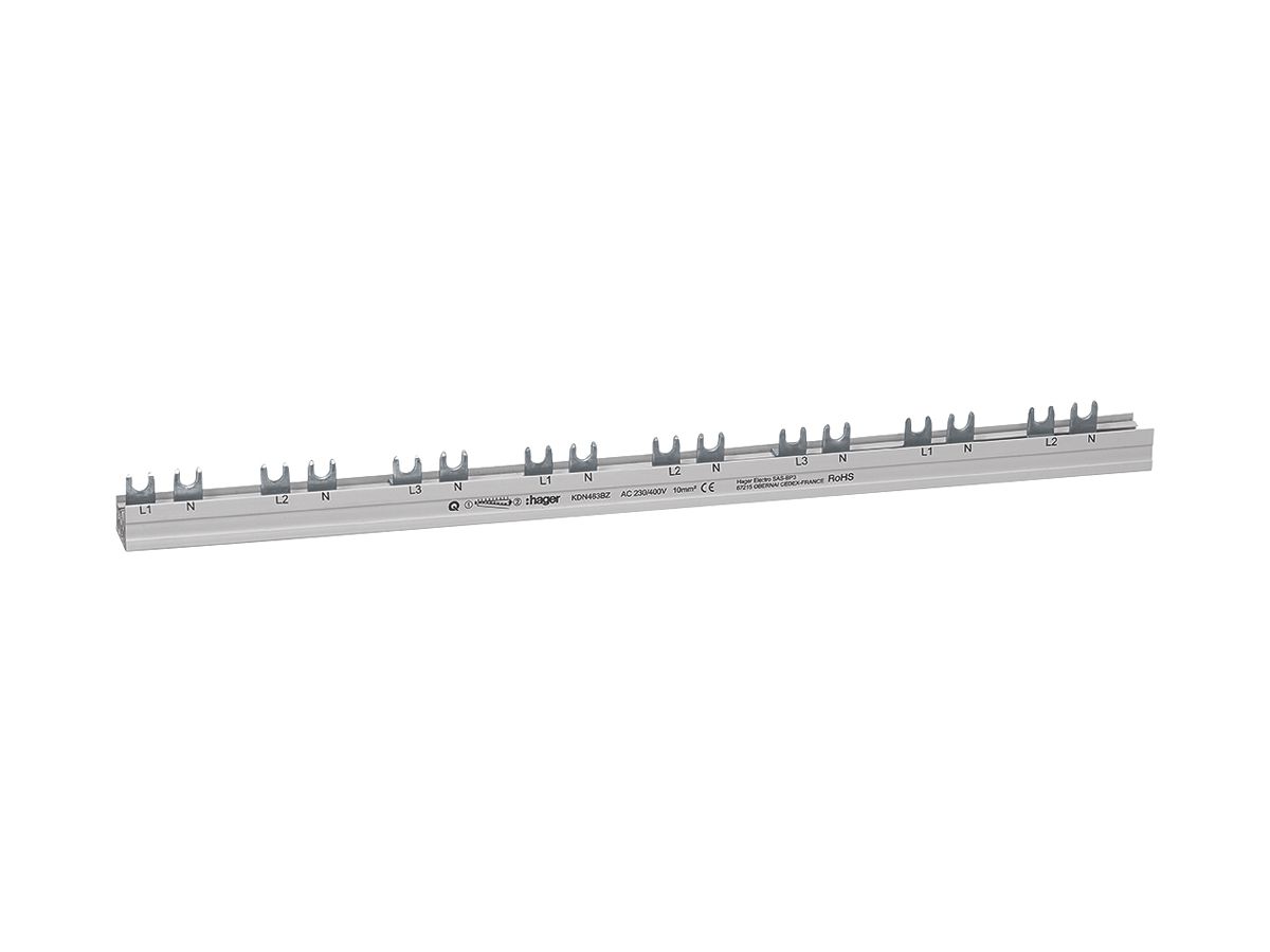 Gabel-Phasenschiene Hager 3P+N 10mm² für ARFxxxD 24 Module