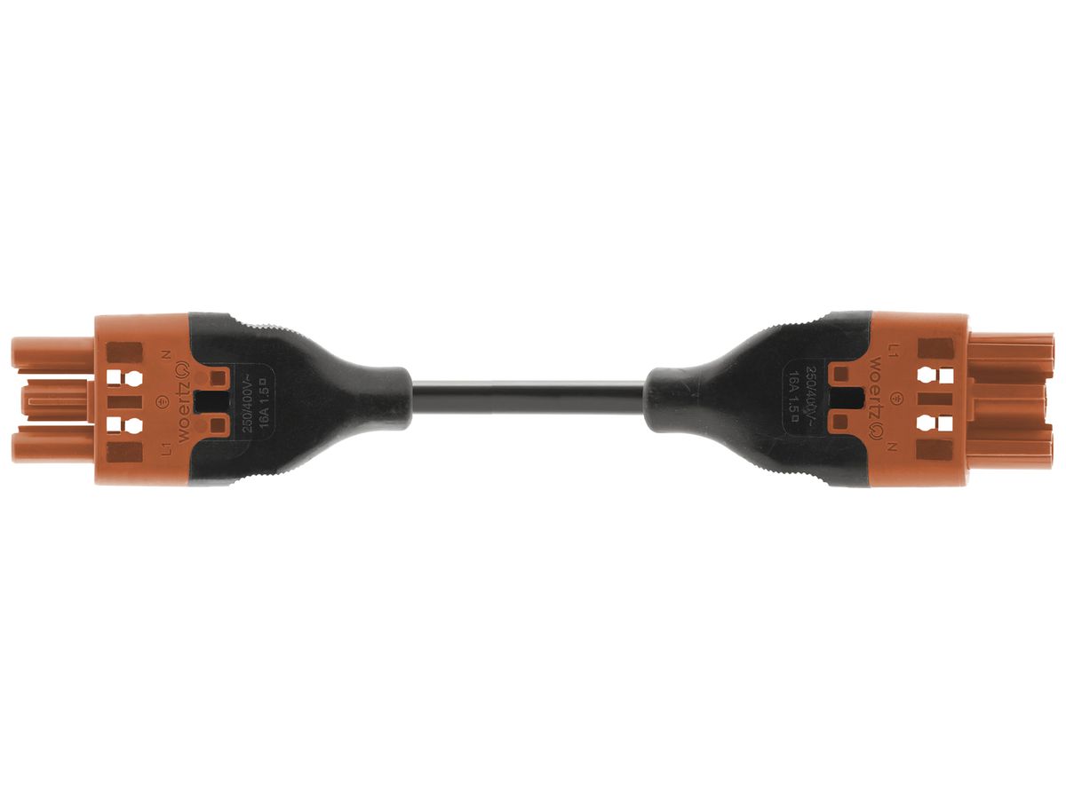 Verbindungsleitung Woertz 49343/C3 3×1.5mm² 250V 16A 8m or Buchse-Stecker Cca