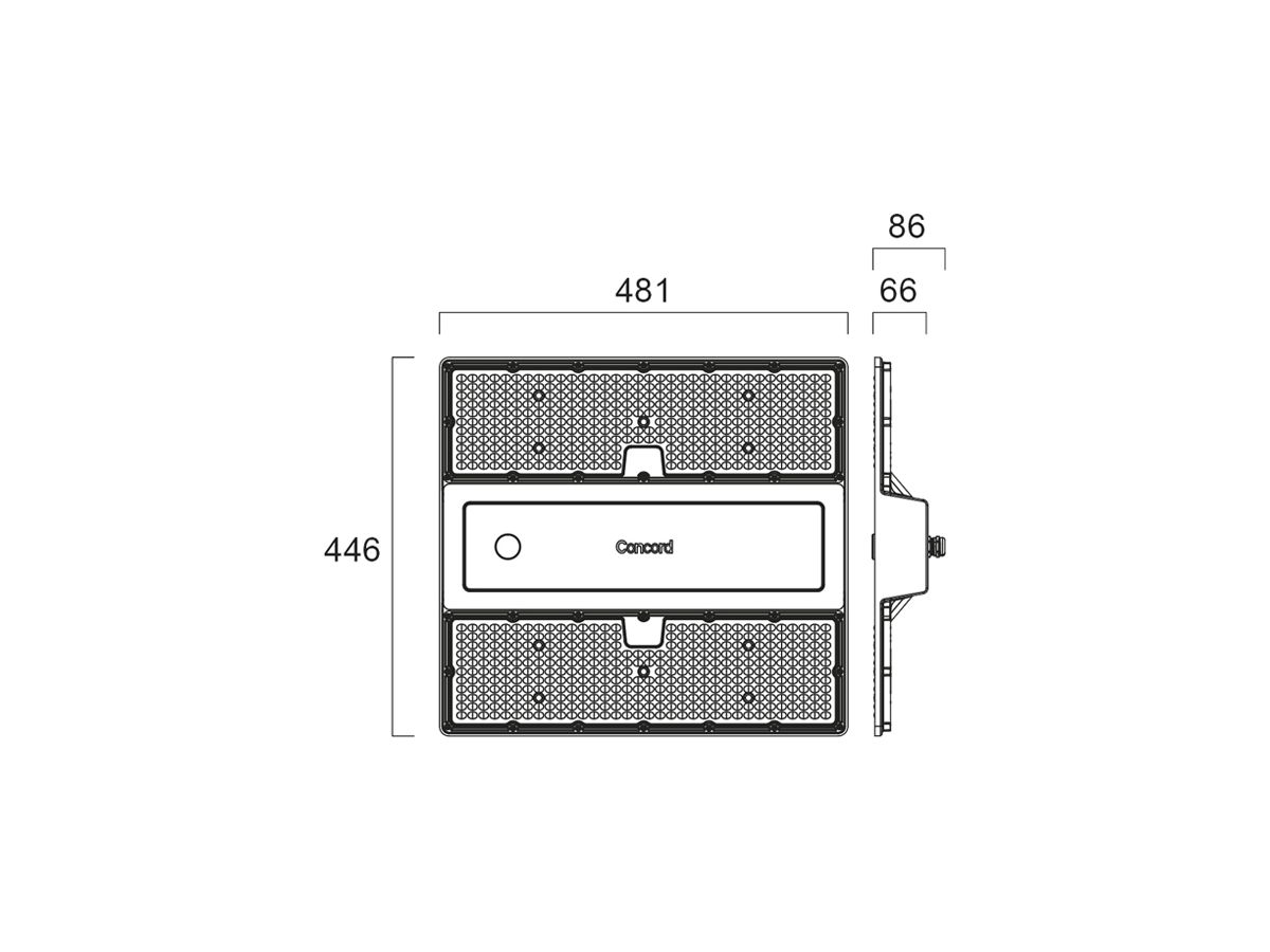 LED-Hallenstrahler Sylvania Rocks 178W 32500lm 840 IP65 30×60° DALI 481×446