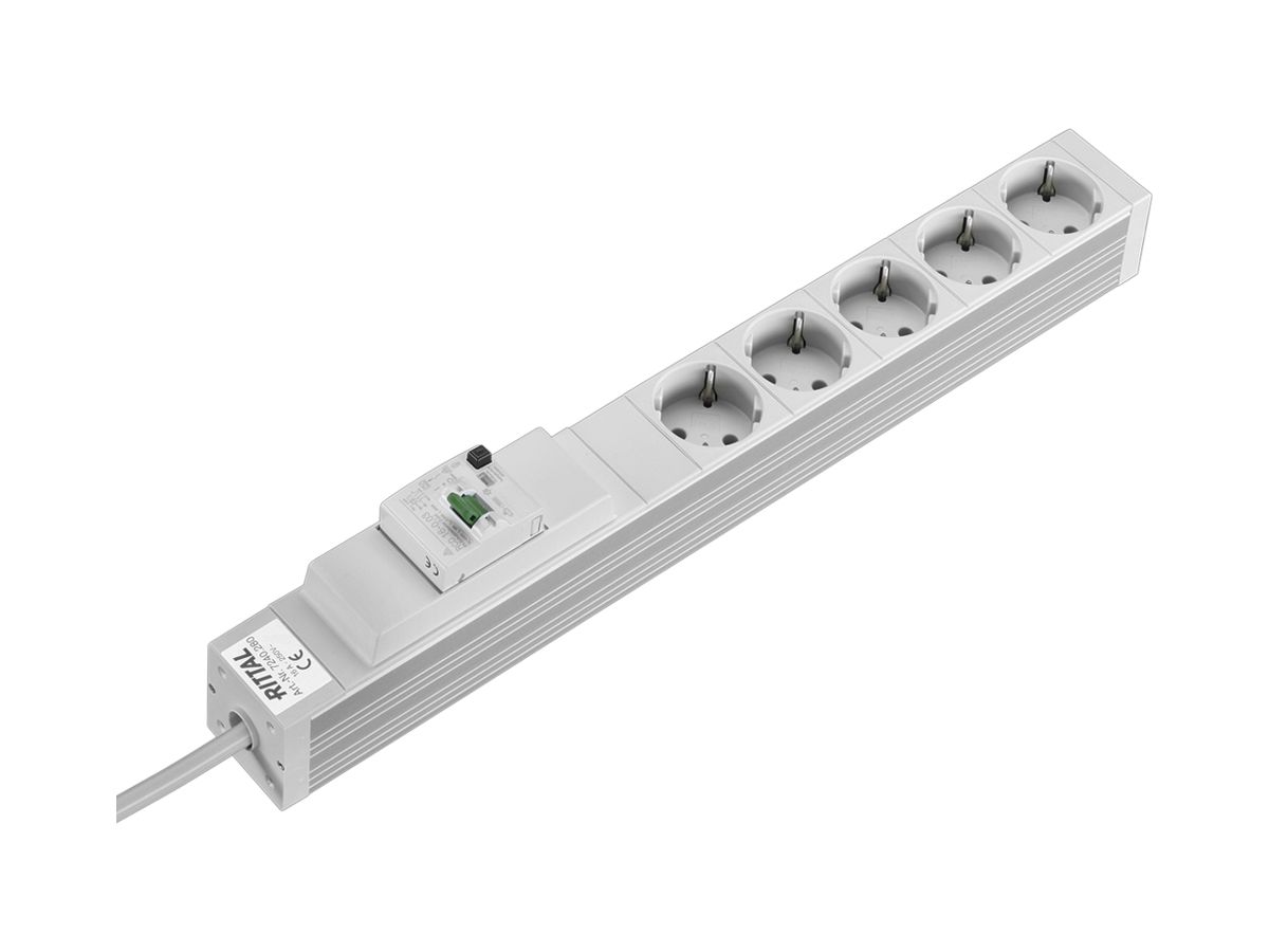 Steckdosenleiste Rittal DK 7240.280 19" 1HE 230VAC/16A 5×SCHUKO RCD