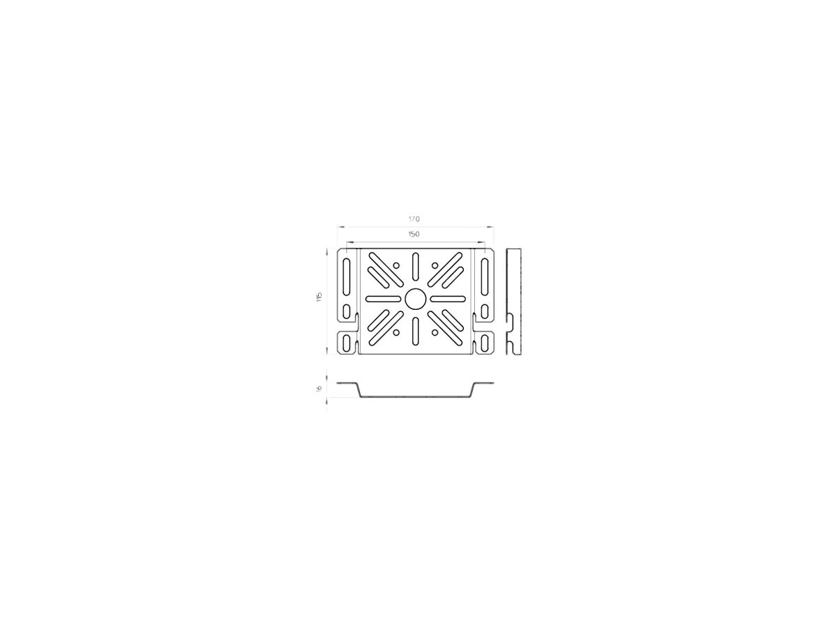 Montageplatte Bettermann 170×115mm rostfrei