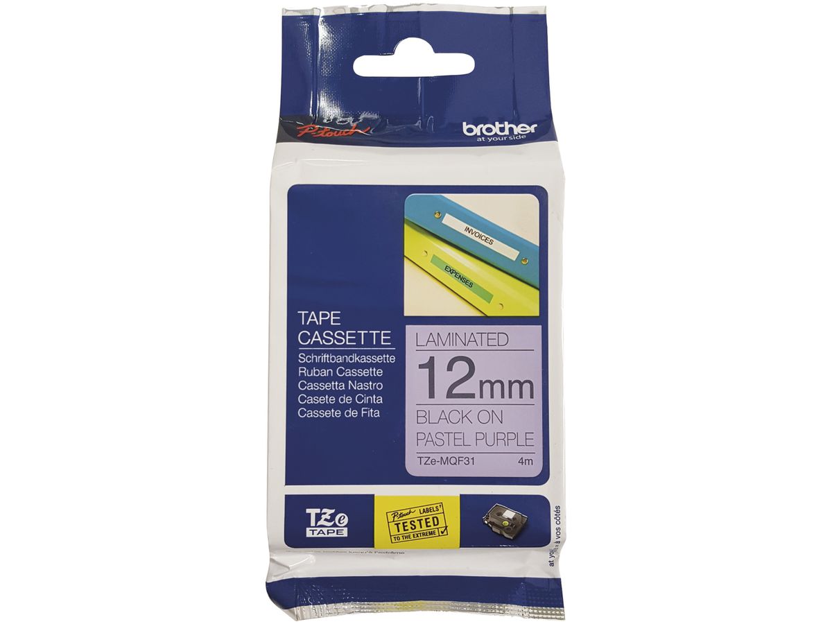Schriftbandkassette Brother Tze-MQF31 12mm×4m violett/schwarz