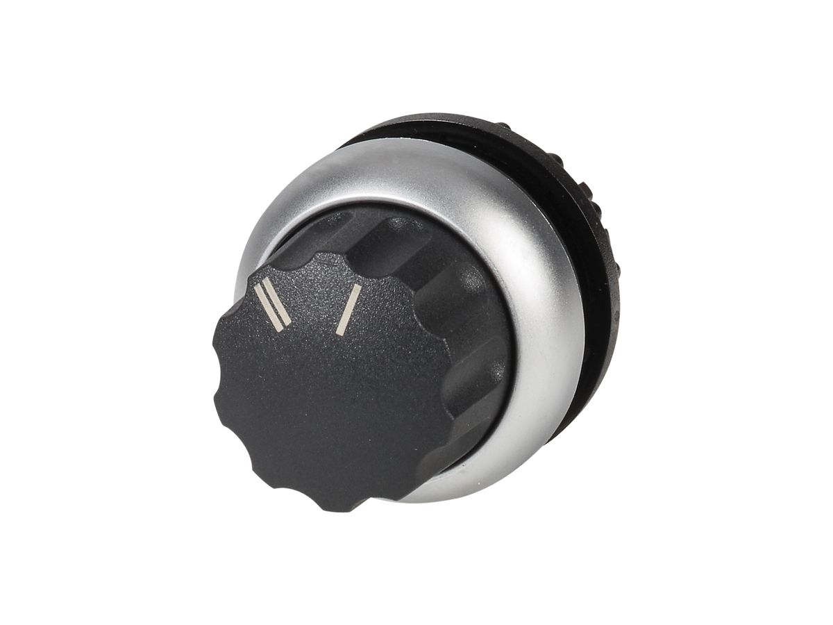 Drehknopf ETN RMQ I-II rastend schwarz, Ring verchromt