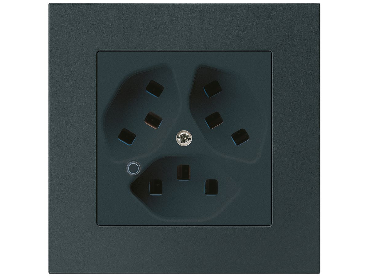 UP-Steckdose Hager kallysto.pro 3×T23 beleuchtet C schwarz