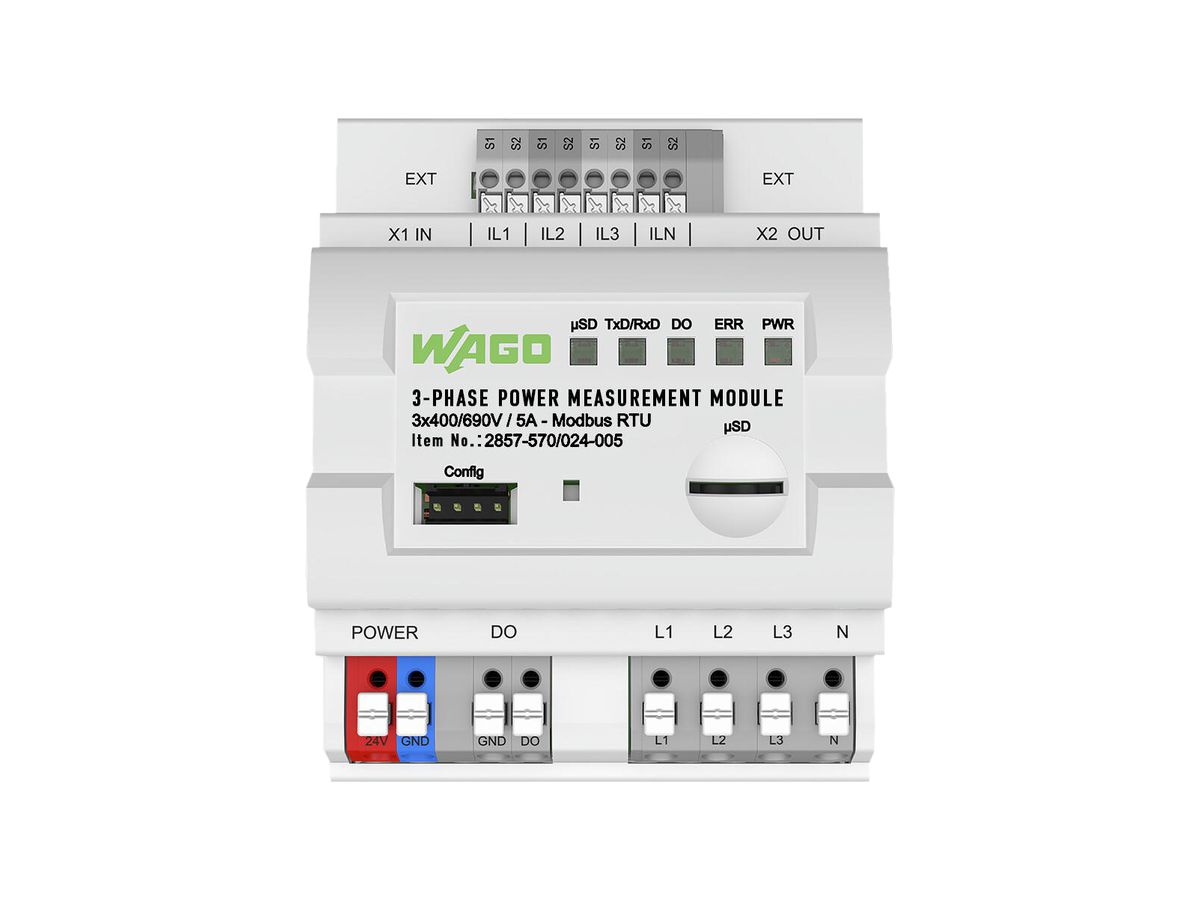 Leistungsmessumformer WAGO 3L 3×400/690V Rogowskispule Modus RTU