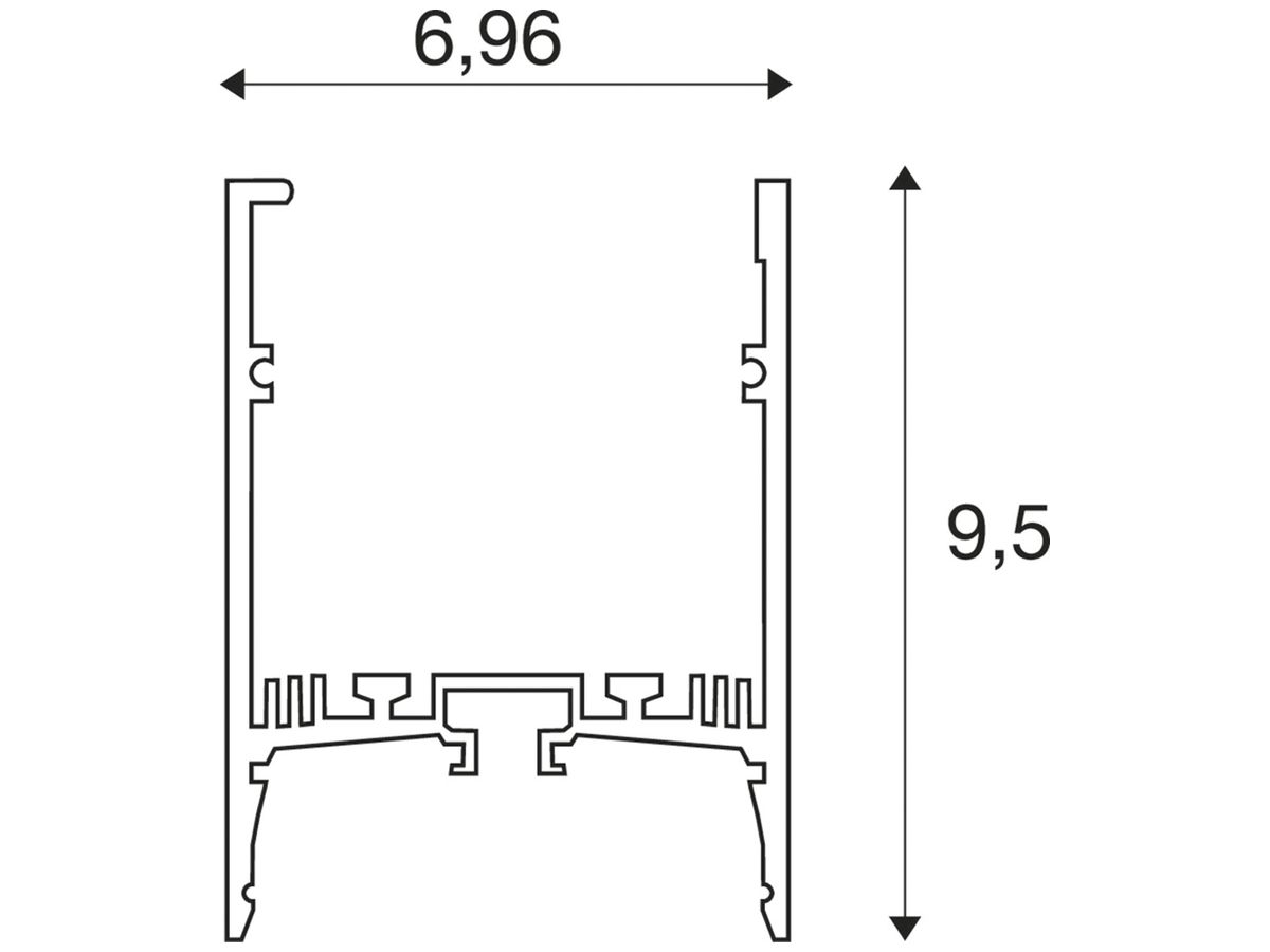 AP-Profil SLV GRAZIA 60 3000×70×95mm Aluminium schwarz