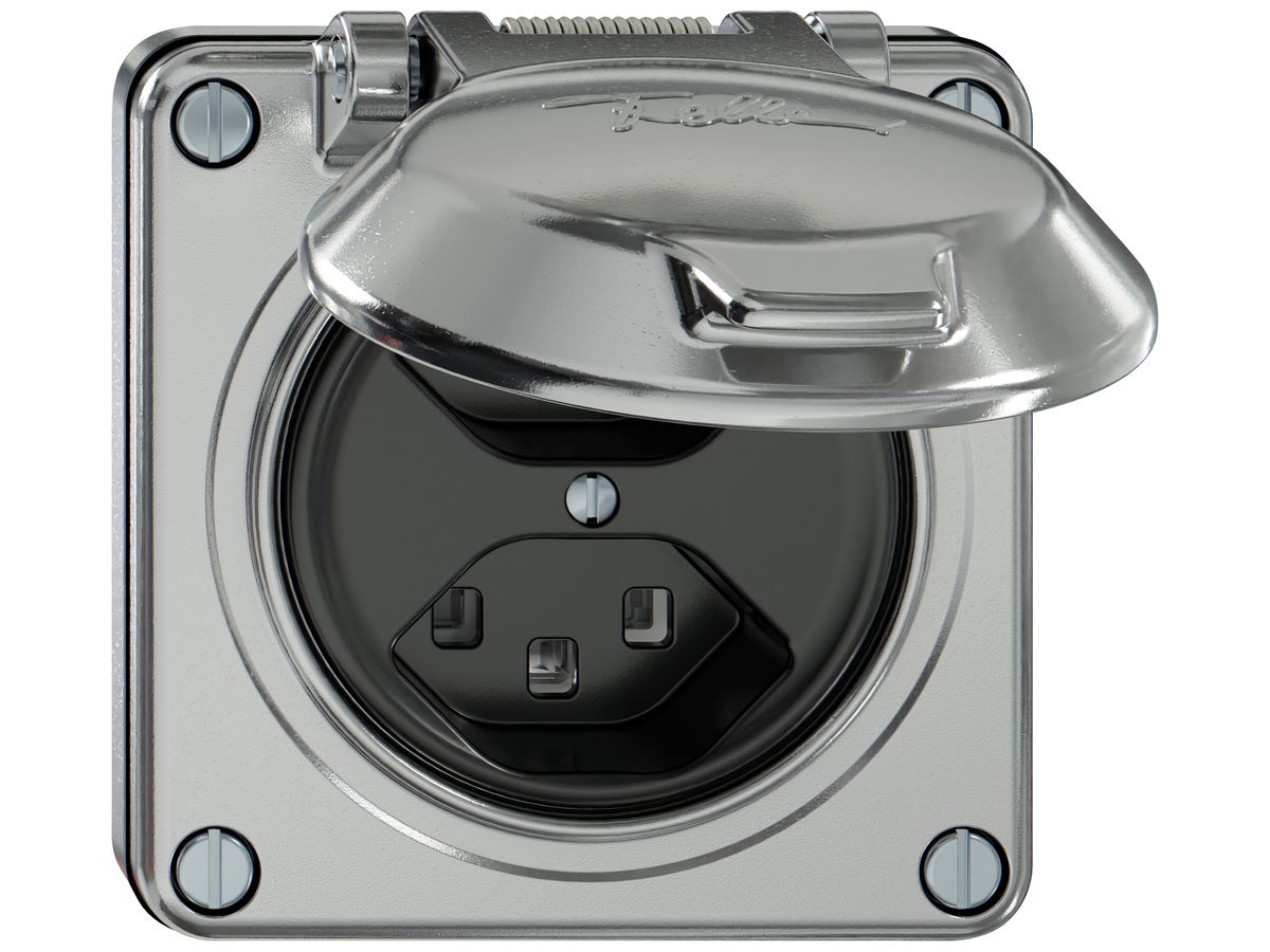 UP-Steckdose ELEMENT 2×Typ 23 16A 250V IP20 mit Klappdeckel aluminium