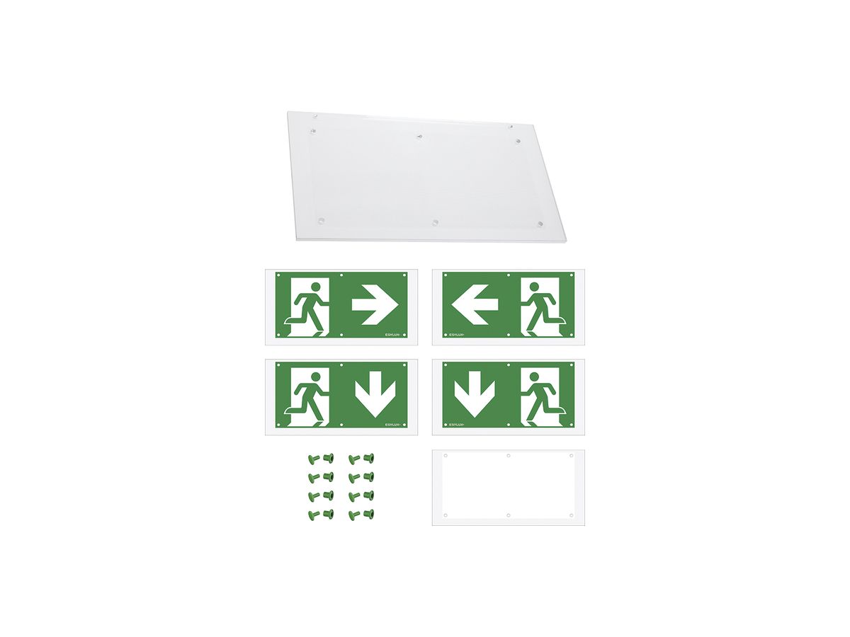 Piktogramm-Set ESYLUX SLC Ausgang links/rechts/nach unten 290×6mm