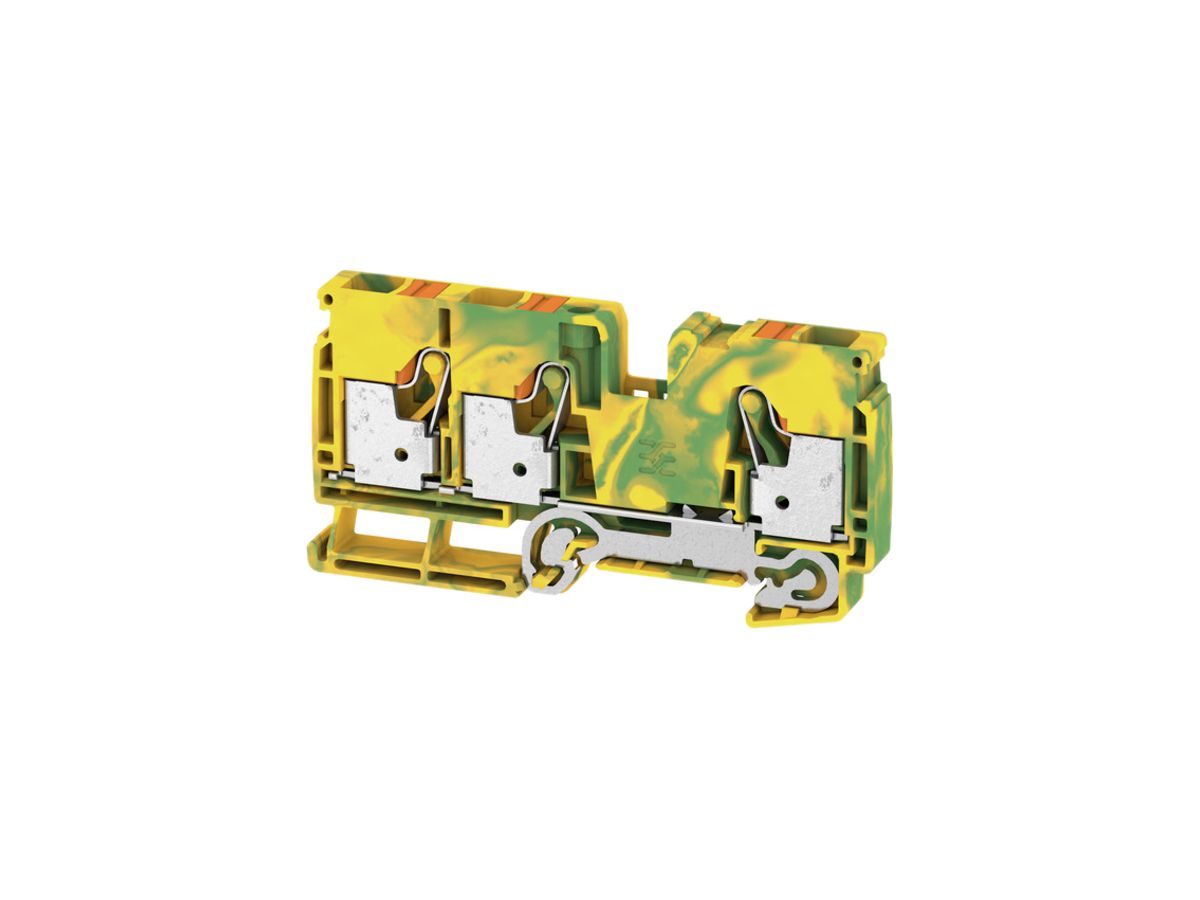 Schutzleiter-Reihenklemme Weidmüller A3C PUSH IN 10mm² 3 Anschlüsse grün/gelb