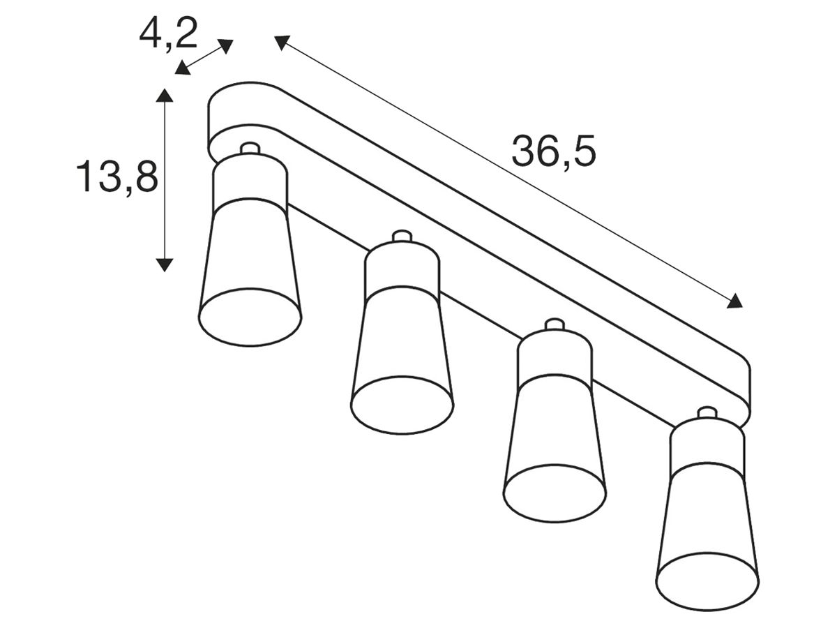 Spot SLV PURI 2.0 Cone CW GU10 4×6W DIM 365×42×138mm schwarz