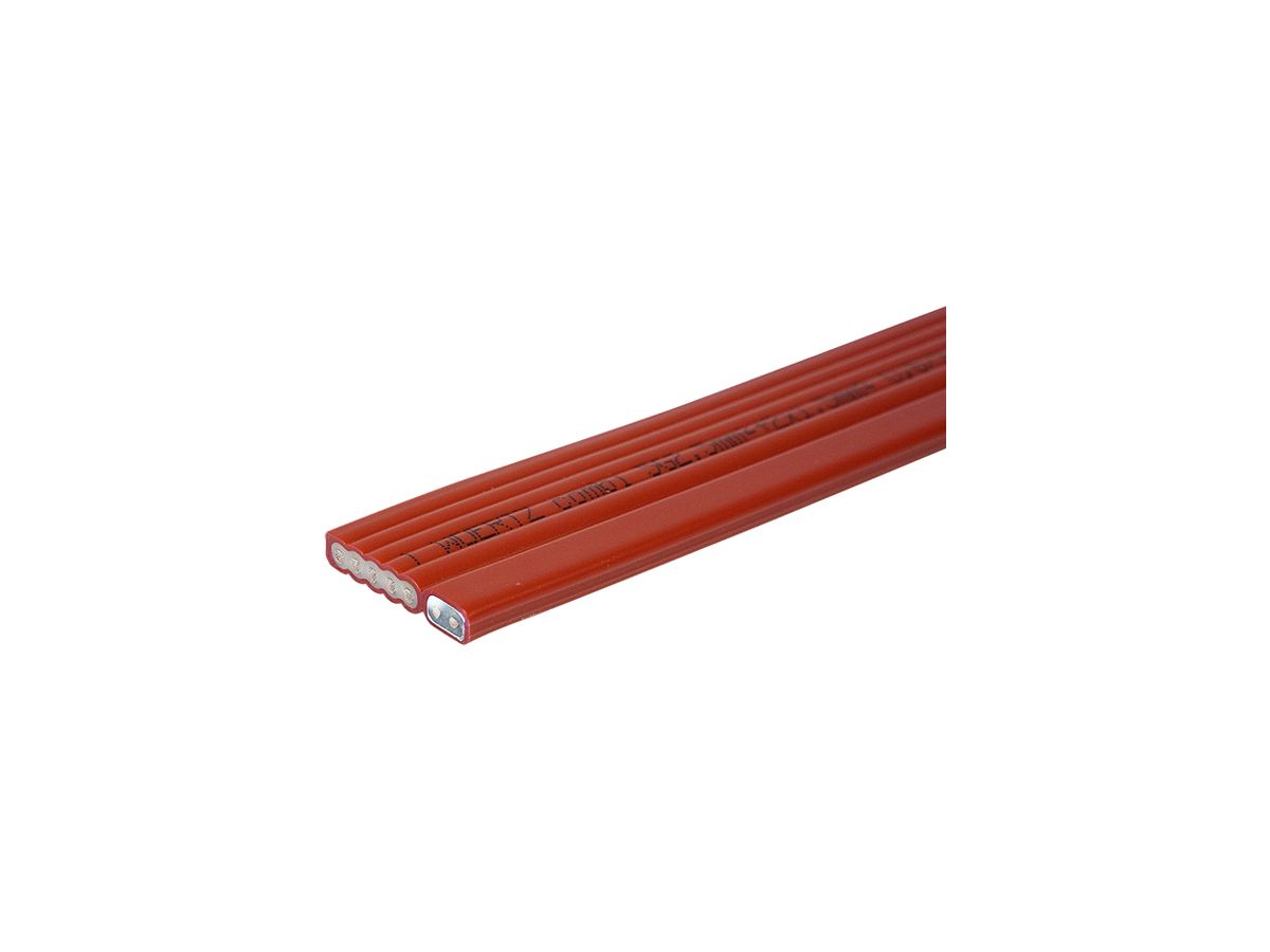 Flachkabel Woertz combi 5×2.5+2×1.5mm² PVC rot 3LNPE Eca
