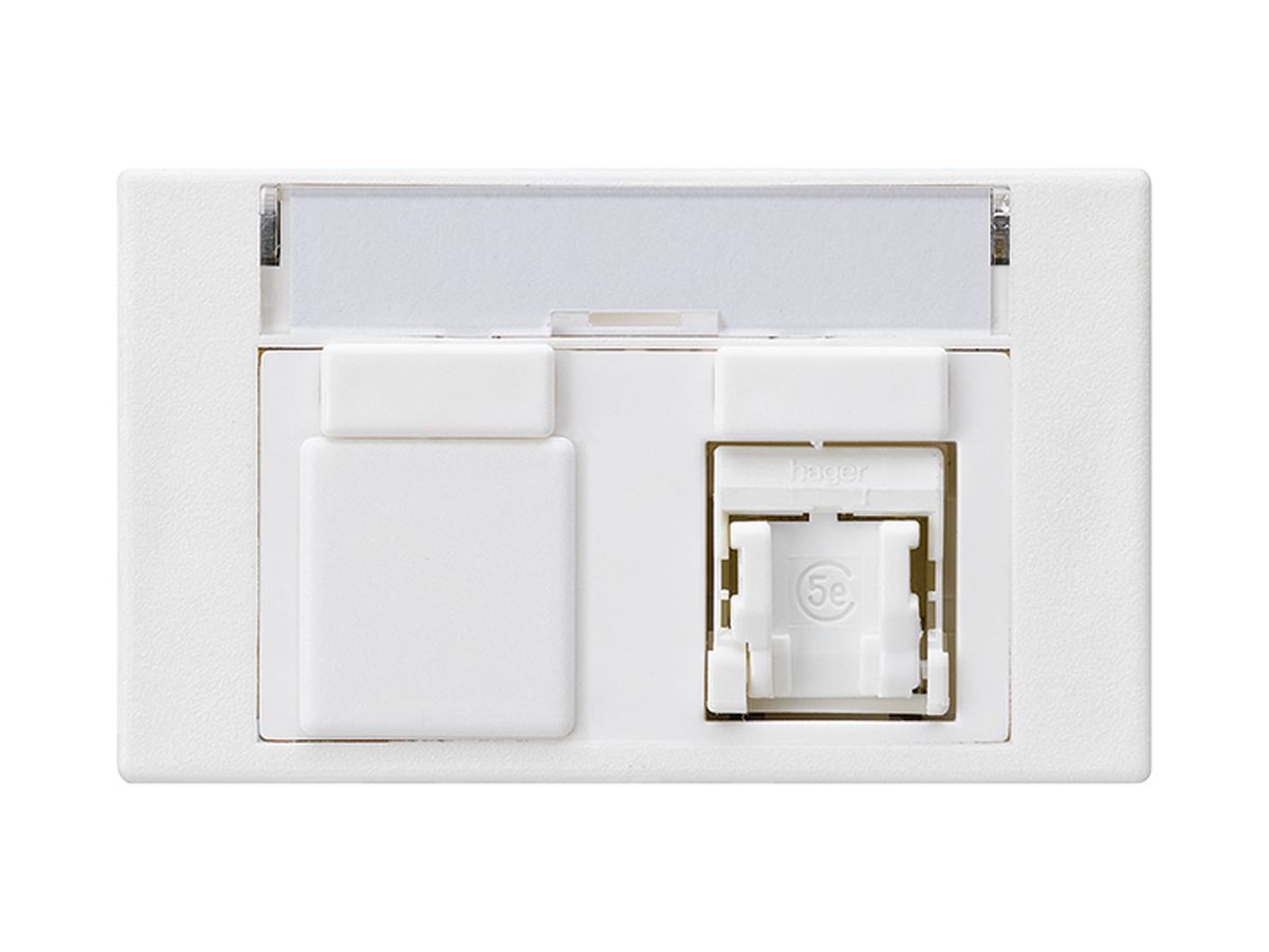 FLF-Steckdose Hager Kat.5E 1RJ45/u weiss