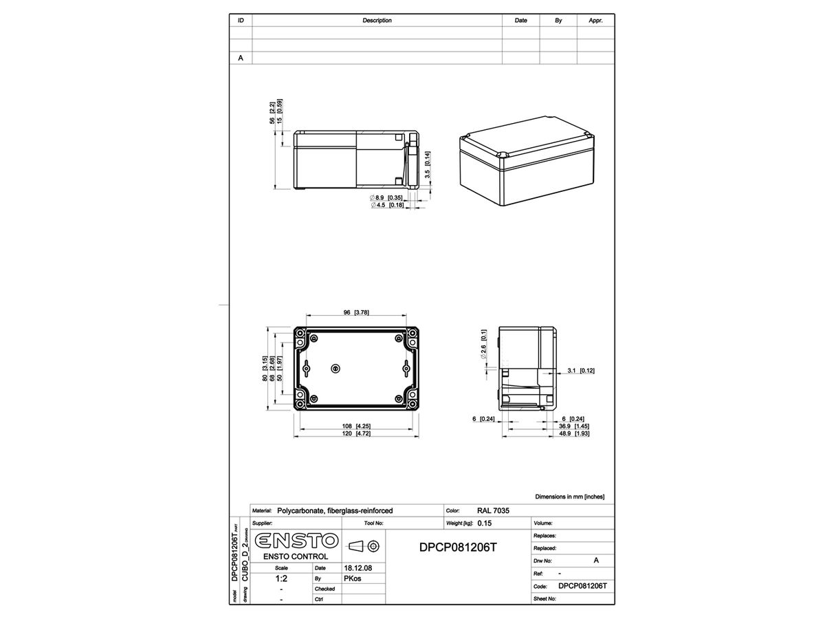 Apparategehäuse RW CUBO D 80×120×56 DPCP transparent, T DSHI 1H