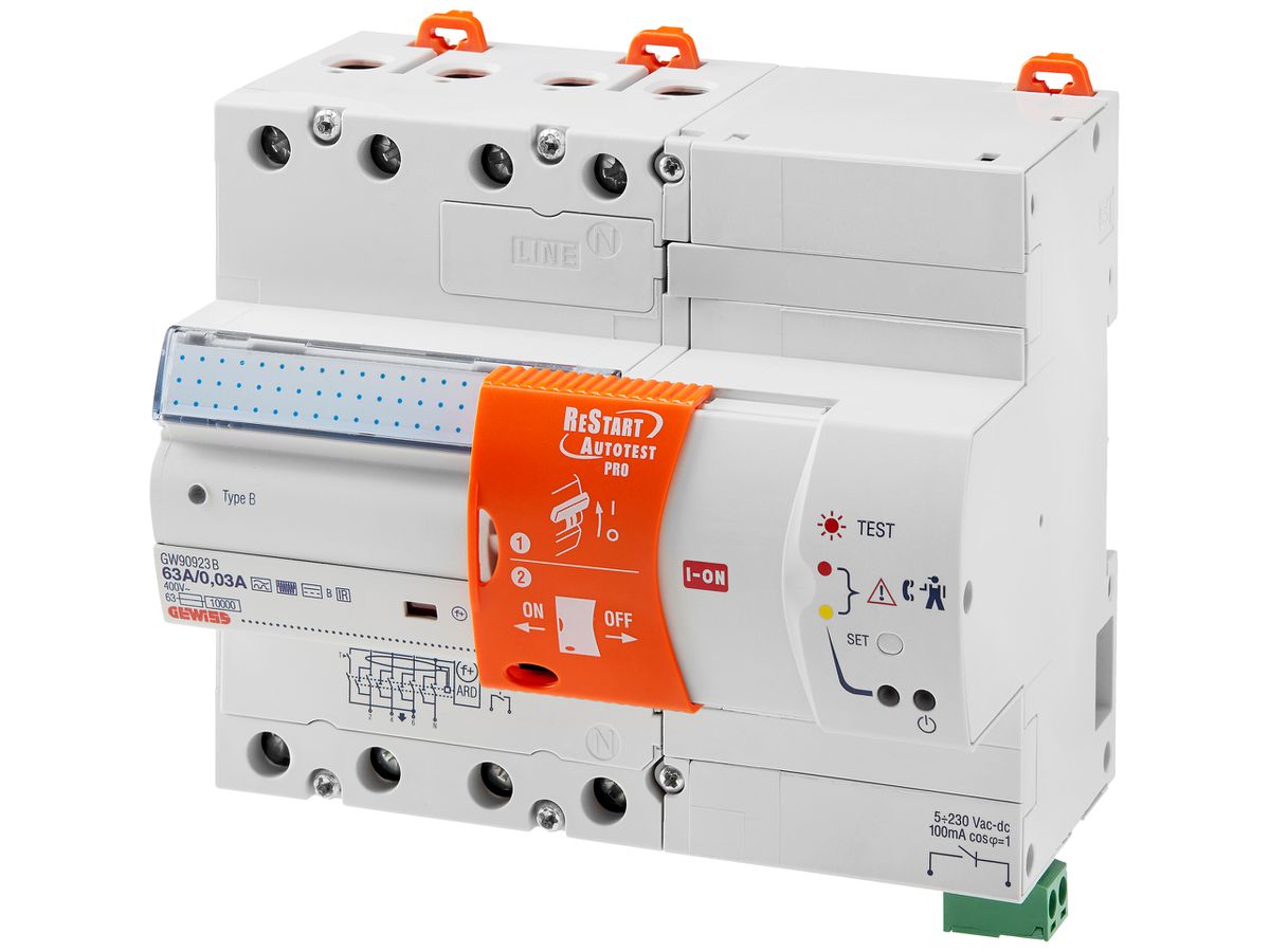 Fehlerstromschutzschalter Gewiss 90 ReStart 4P 400V 40A 0.3A A 7TE