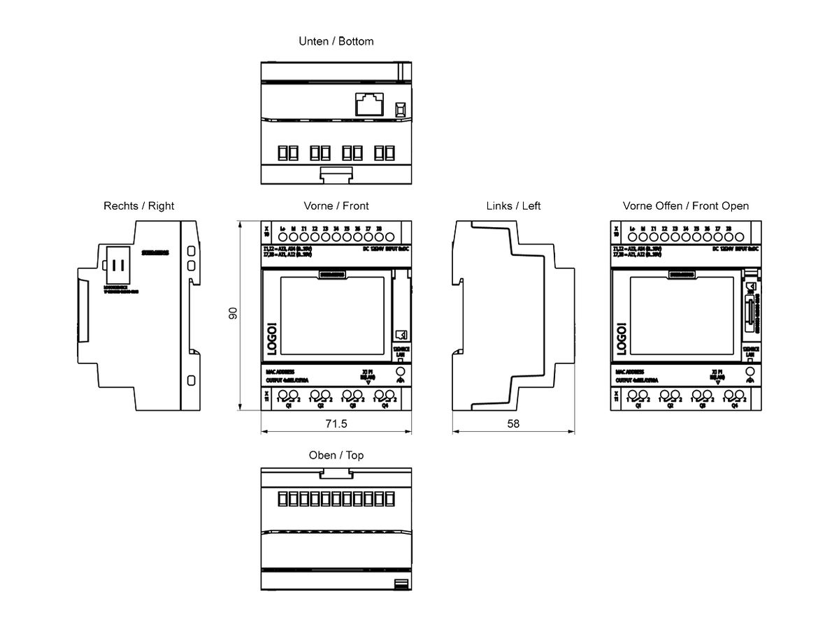 REG-Logikmodul SPS Siemens LOGO! 9 12/24RCE Display 8DI/4DO