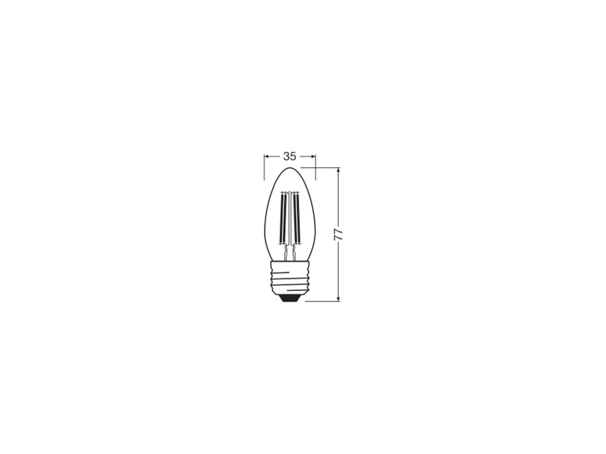 LED-Lampe LEDVANCE CLASSIC B E27 3.4W 470lm 827 B10.5 klar Ø35×92mm