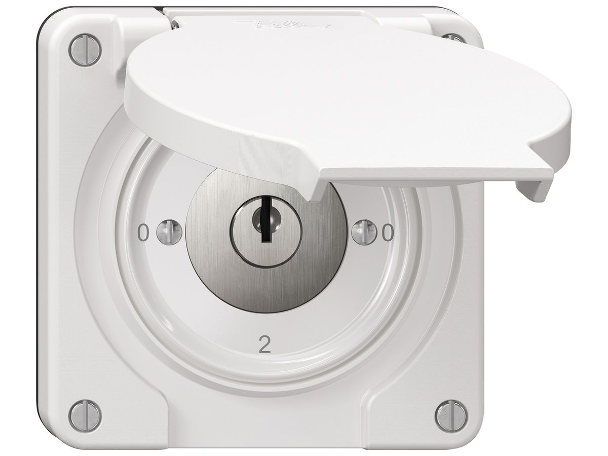 Schlüsselschalter NEVO SNAPFIX® Umschalter 16A 400V 0-1-0-2 ws