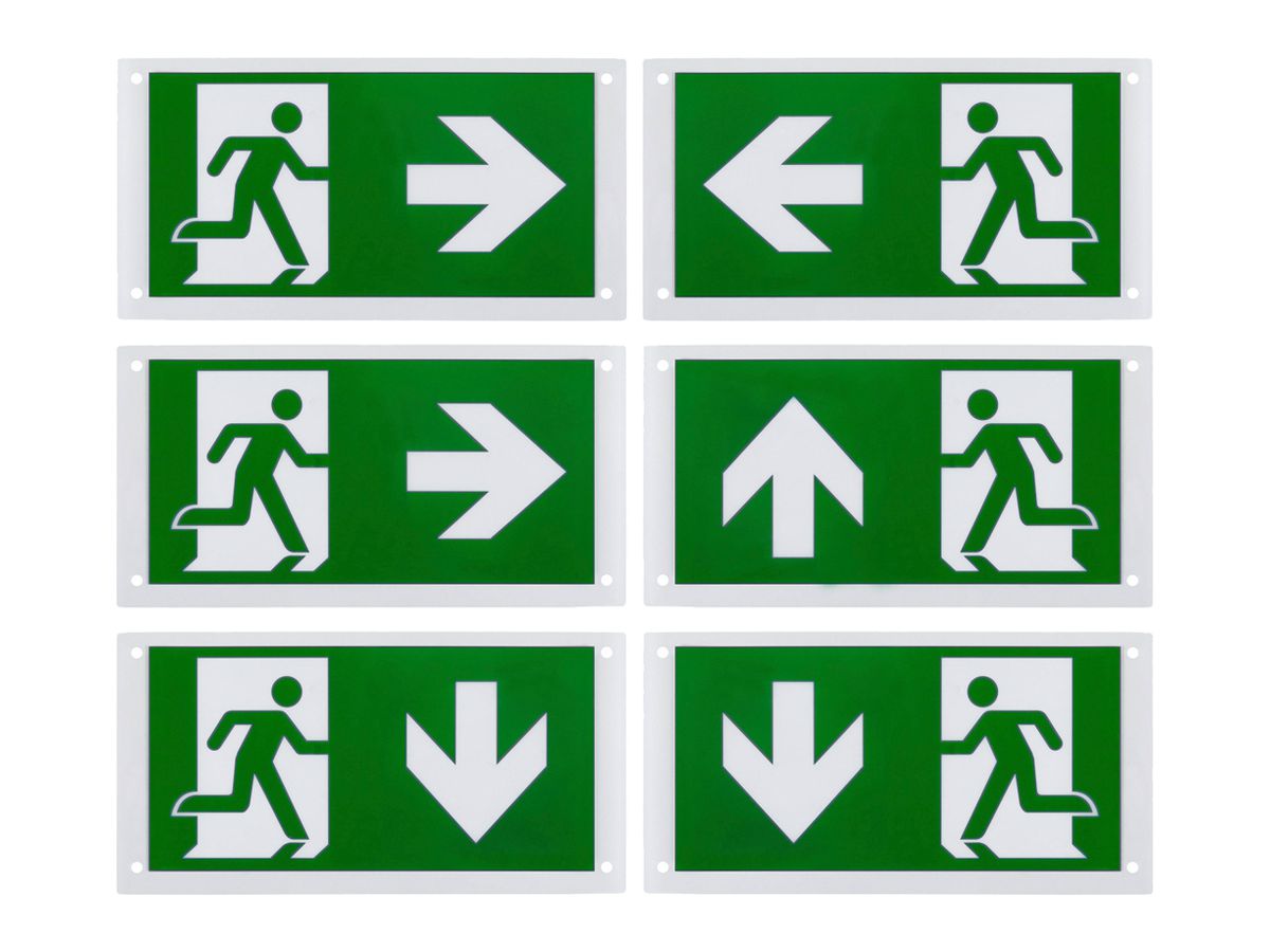 Piktogramm-Set SLV P-LIGHT Ausgang links/rechts/oben/unten 300×155mm