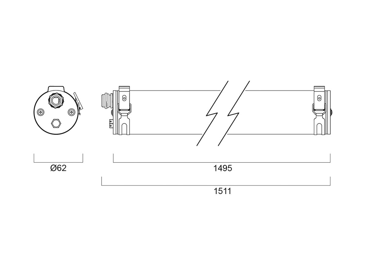 LED-Nassraumleuchte Sylvania START Tubular 50W 6000lm 840 IP66 Ø62×1495 weiss