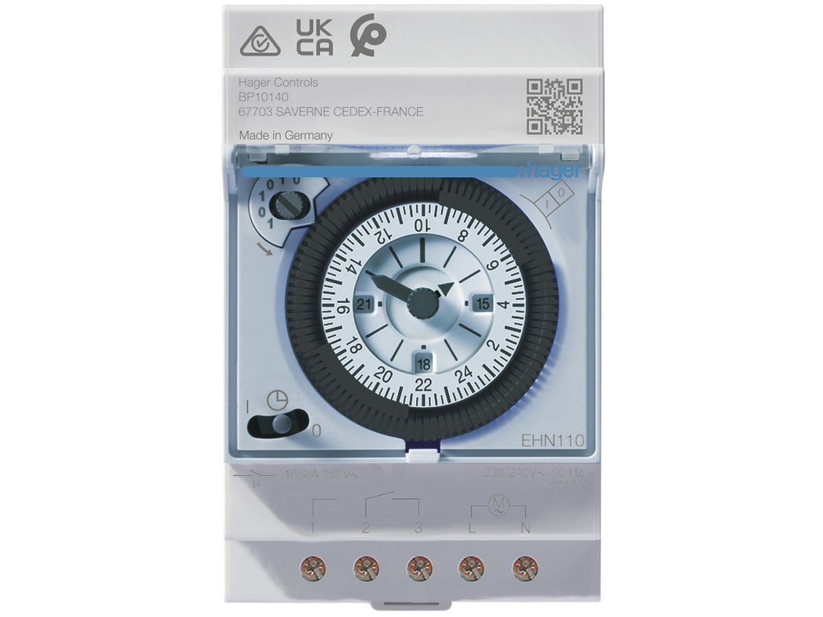 REG-Tagesschaltuhr Hager analog ohne Gangreserve, 1W 16A 3TE