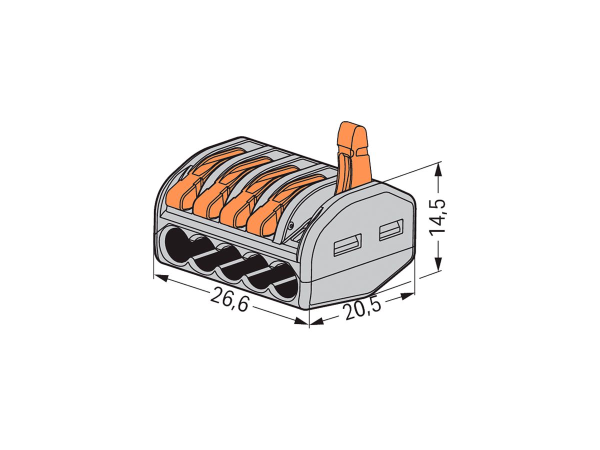 Verbindungsklemme WAGO 5P 0.08…4mm² grau