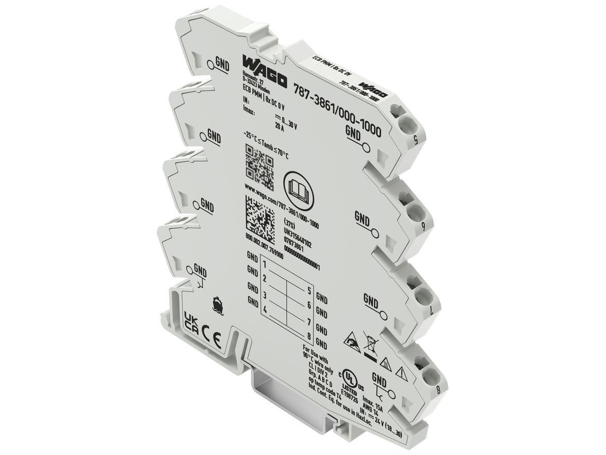 Potenzialverteiler WAGO Hutschiene TH35 8P 24V 20A 8×0VDC