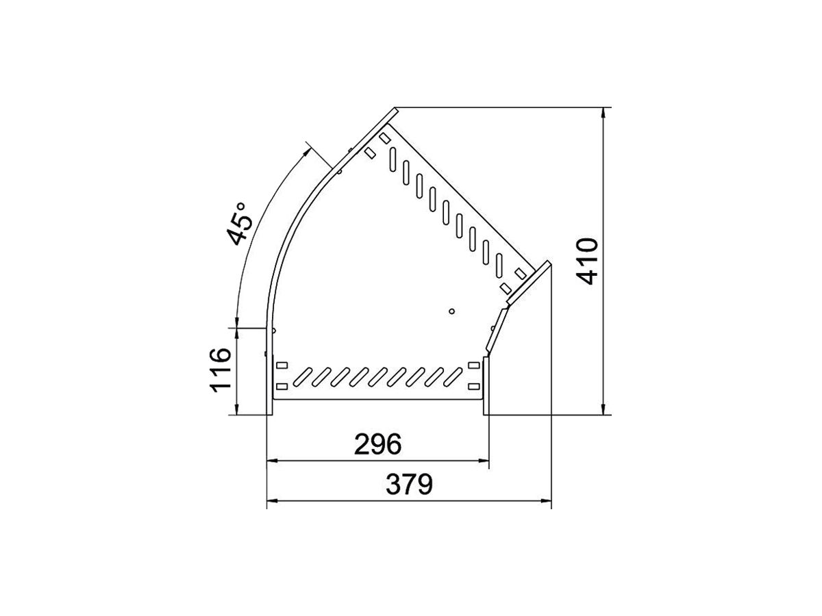 Bogen BET RB 45° 60×300mm Stahl bandverzinkt