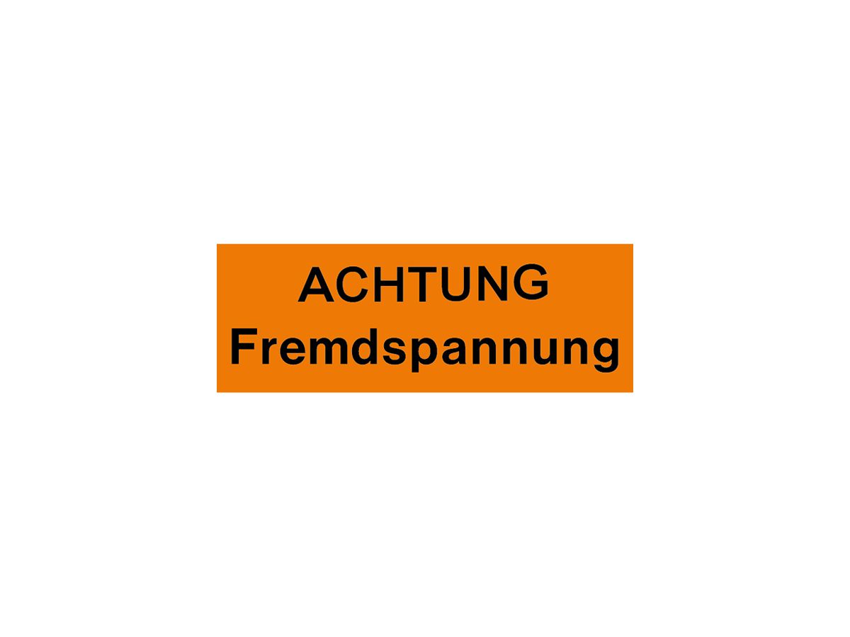 Warnaufkleber ACHTUNG Fremdspannung 70×25mm selbstklebend rot