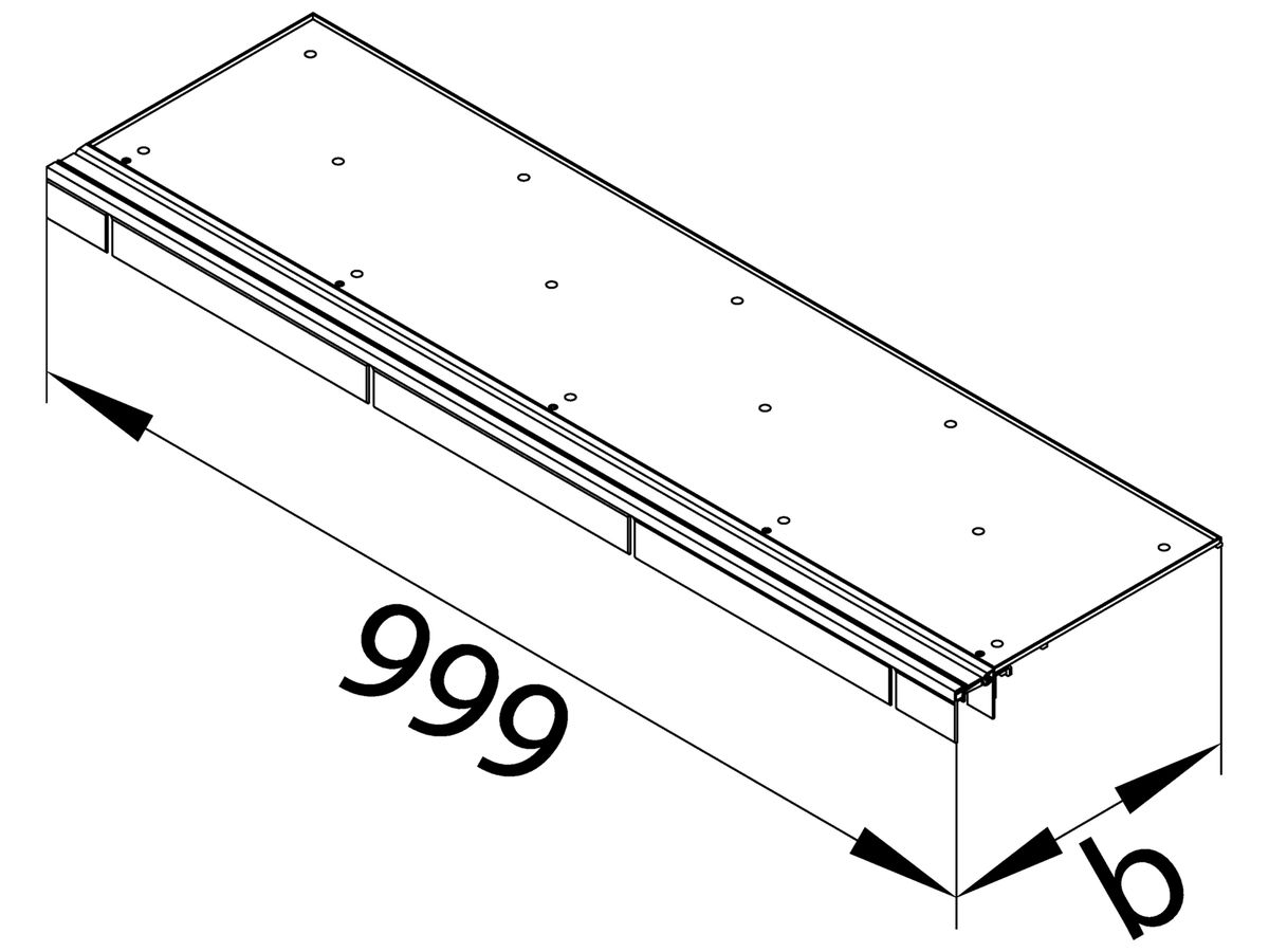 Deckel tehalit BKB Oberteil Wanne mit Bürstenleiste für Bodenkanal 200×1000×3mm