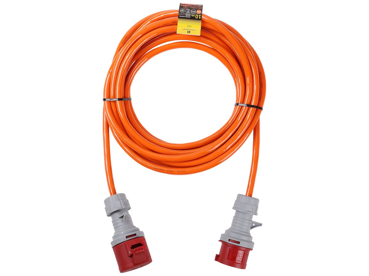 Verlängerungskabel Schönenberger PUR CEE/CEE 5×2.5mm² 16A IP44 10m orange