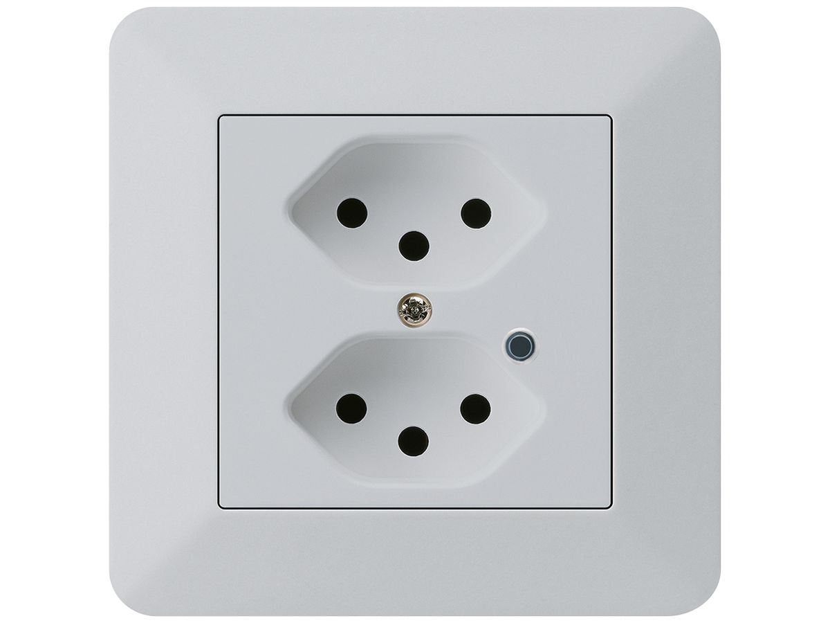 UP-Steckdose Hager kallysto.trend 2×T13 beleuchtet C lichtgrau
