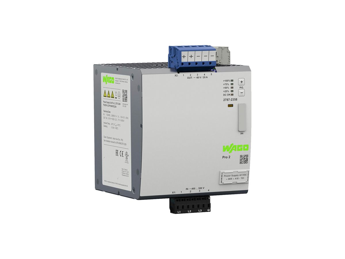 EB-Stromversorgung WAGO Pro 2 340…550V 480…780V 48…56V 20A 960W 7TE