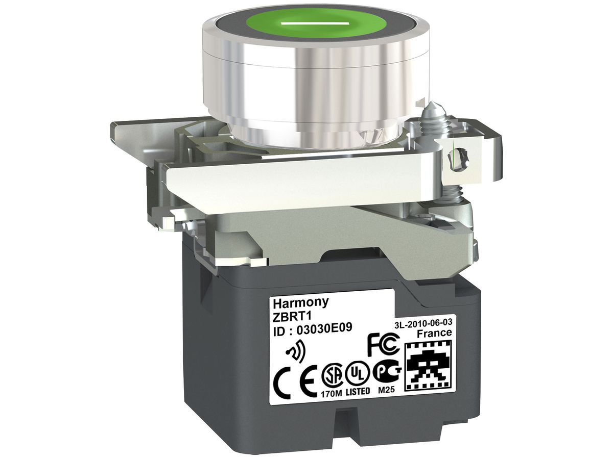 EB-RF-Drucktaster Schneider Electric grün mit Kennzeichnung I, Metall