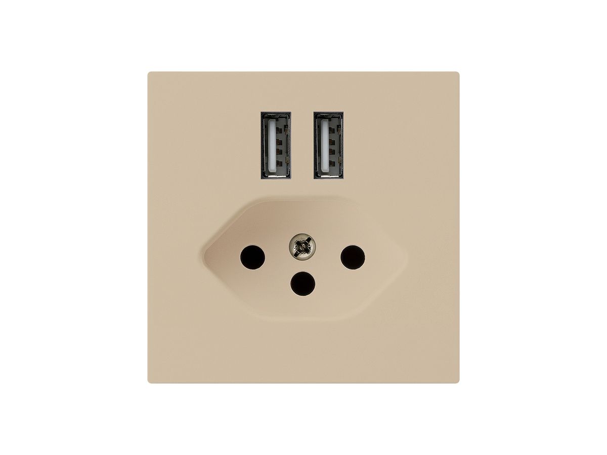 Steckdose 2×USB & T13 kallysto A 2400mA beige