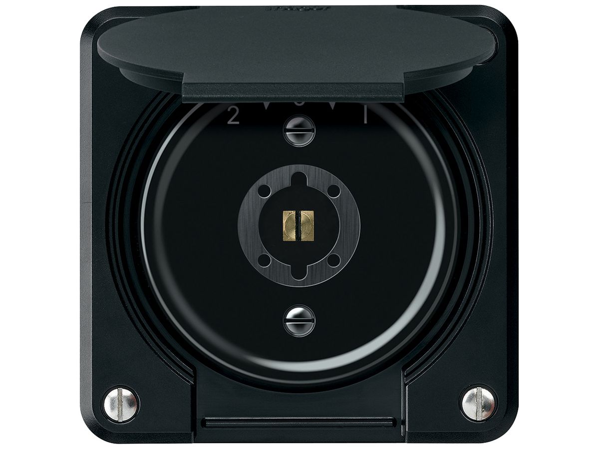 UP-Schlüsselschwenktaster robusto 1P 2NO 2CO 20A 250V 86×86mm schwarz