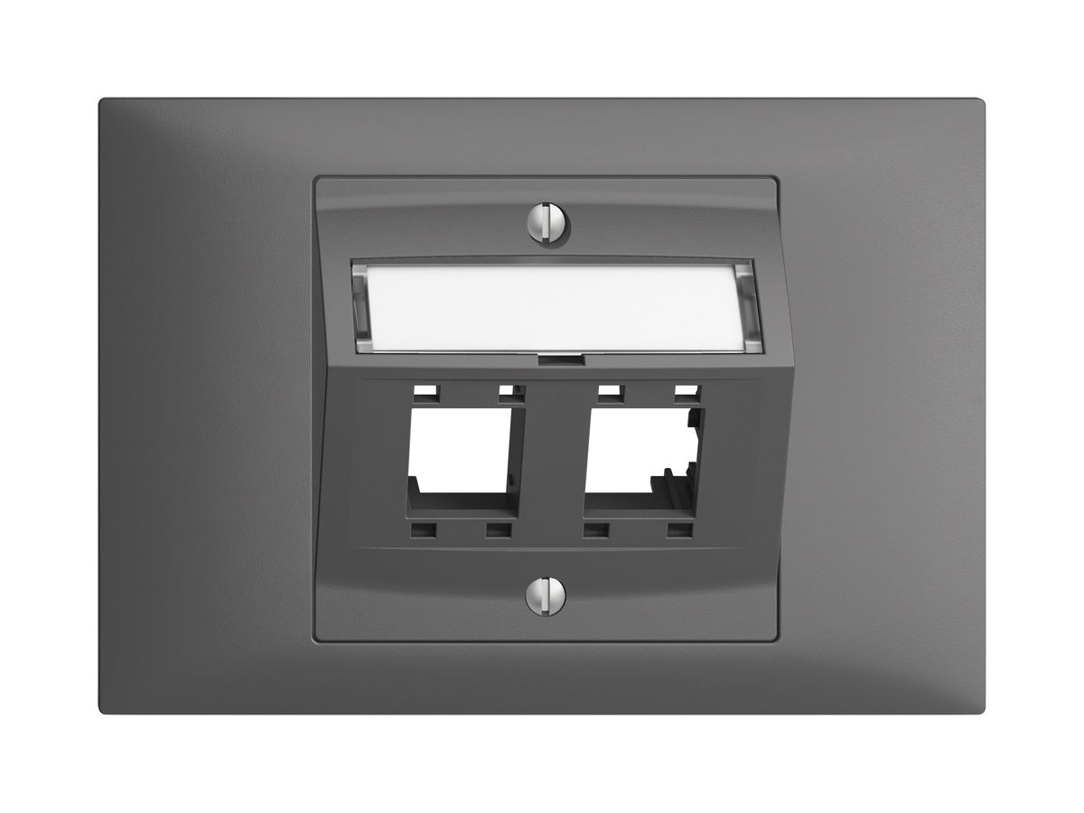 EB-Montageset EDIZIOdue BKE, mit Schrägauslasshaube, für 2×RJ45, dunkelgrau
