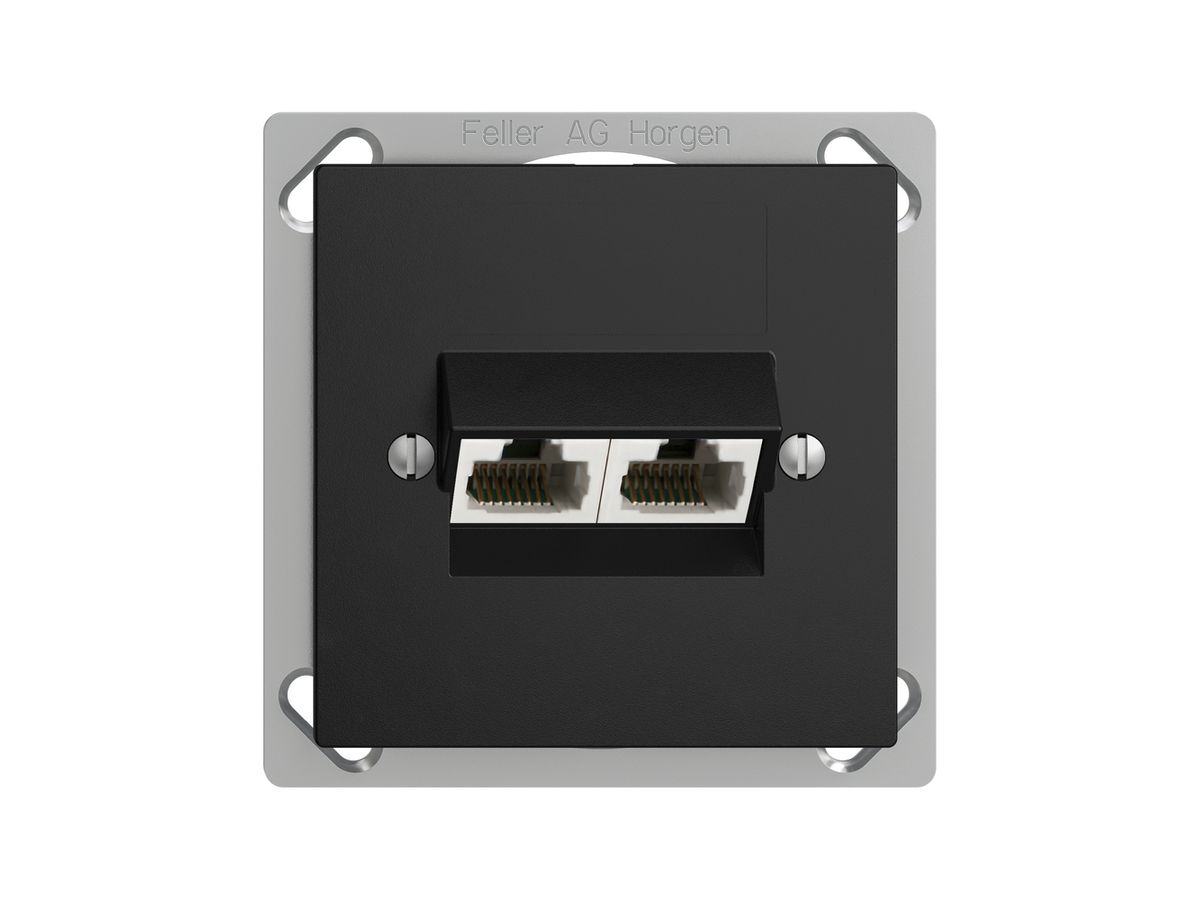EB-Dose 2×RJ45/u 4P getr. EDIZIOdue schwarz ITplus