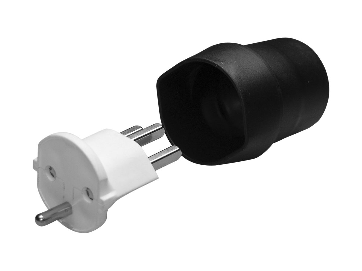 Übergangsstecker 23/Schuko-CH schwarz