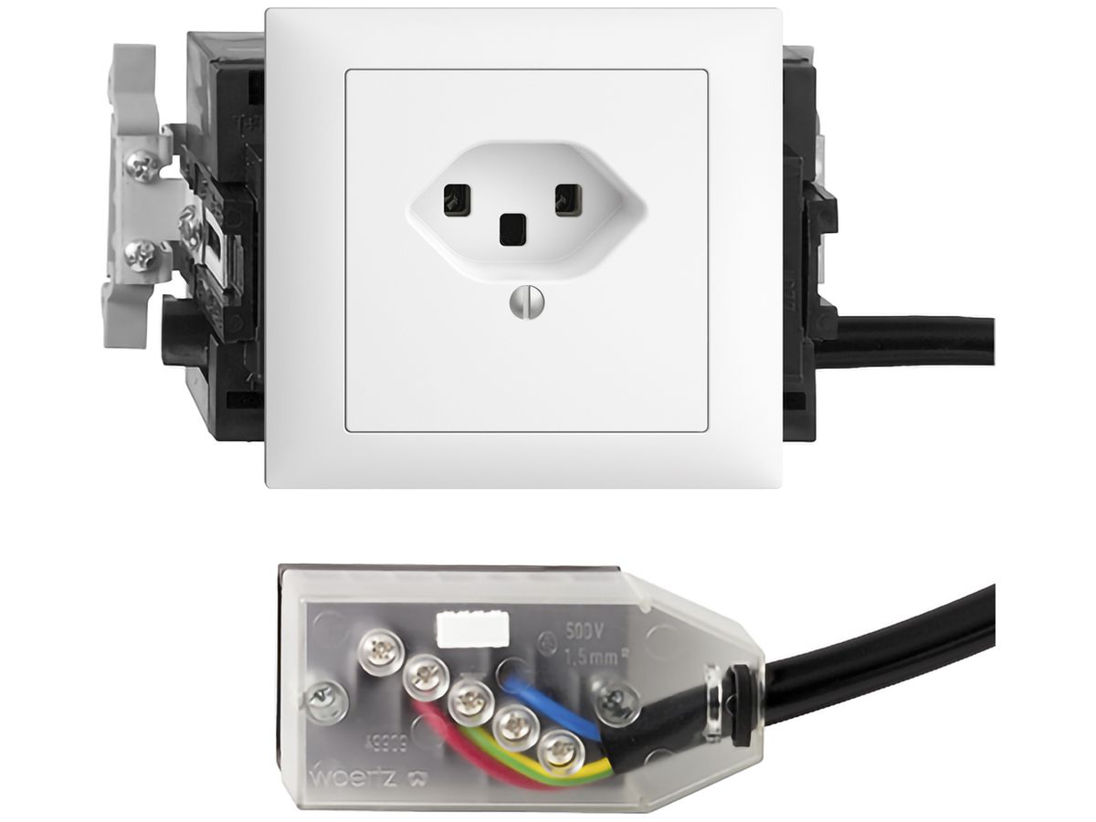 EB-Steckdose EDIZIOdue T23 L2 weiss 49…69mm Snap für Technofil