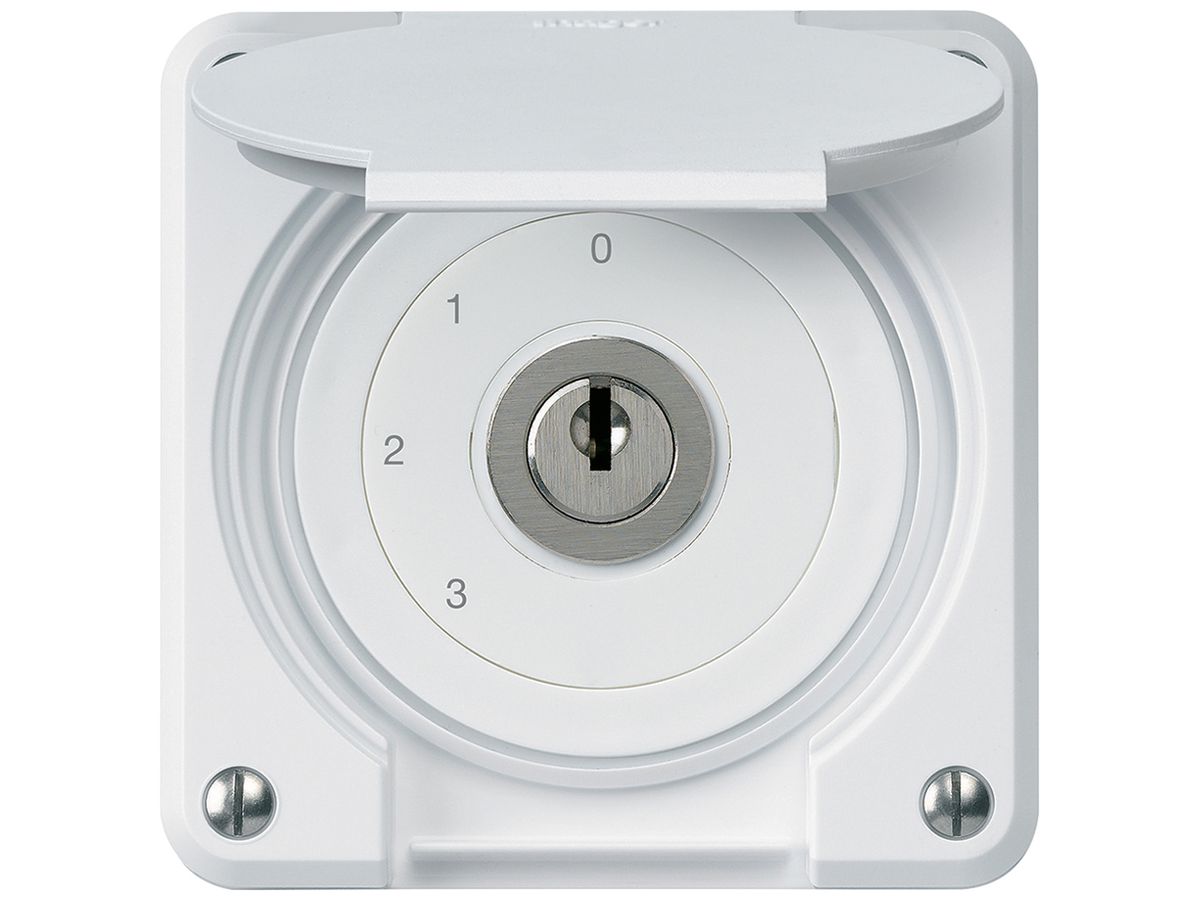 UP-Schlüsselschalter robusto IP55 mit Klappdeckel S5/1P weiss