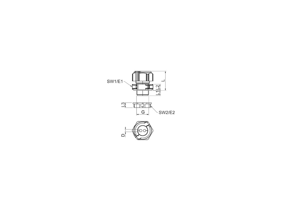 Kabelverschraubung Bettermann V-TEC TB20 teilbar M20 2×Ø5mm IP67 grau