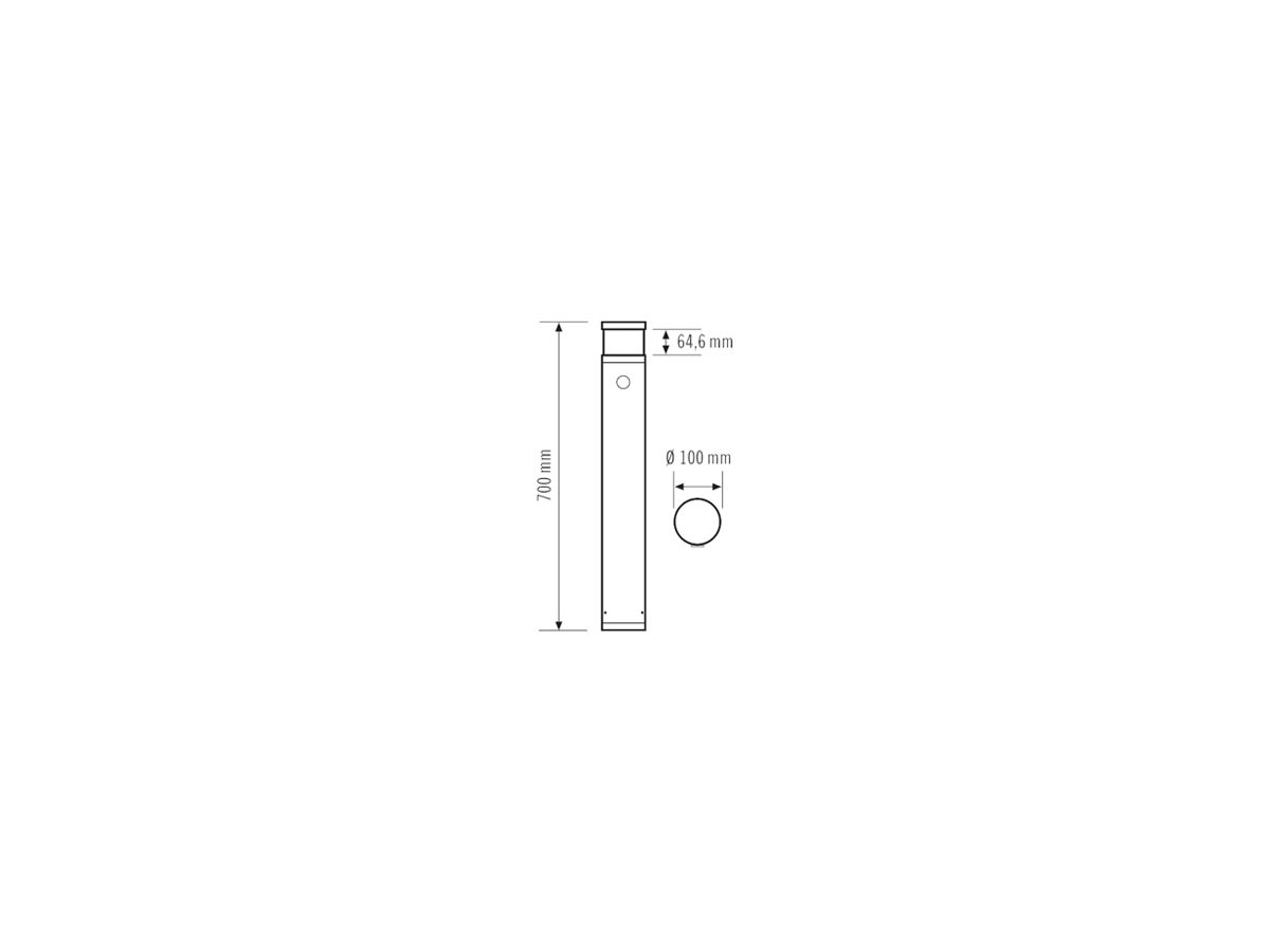 LED-Pollerleuchte ESYLUX ALVA BL DALI, 7W 4000K PIR, Ø100×700mm IP65 an, opal