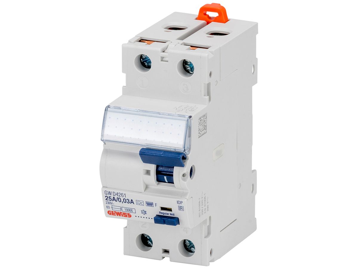 Fehlerstromschutzschalter Gewiss 90 RCD 2P 230V 25A 0.03A F 2TE