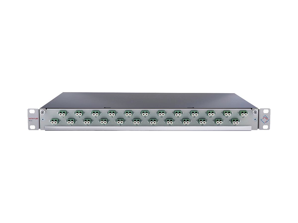 Breakoutbox 19" Dätwyler OV-SO 24×LCD/APC grün OS2 versetzt 1HE grau