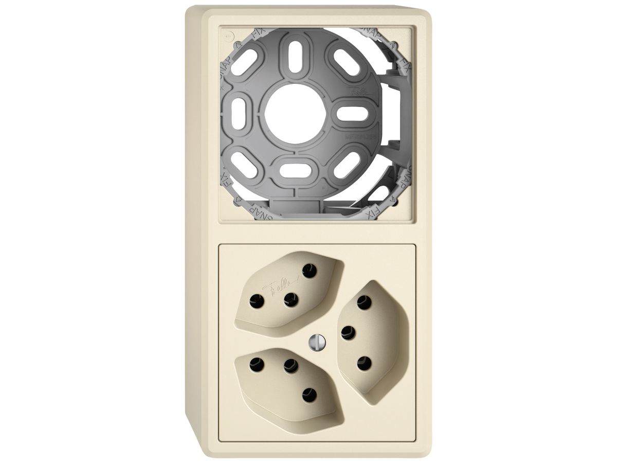 AP-Kombination EDIZIO.liv SNAPFIX® 2×1 140×74mm leer+3×T13 crema