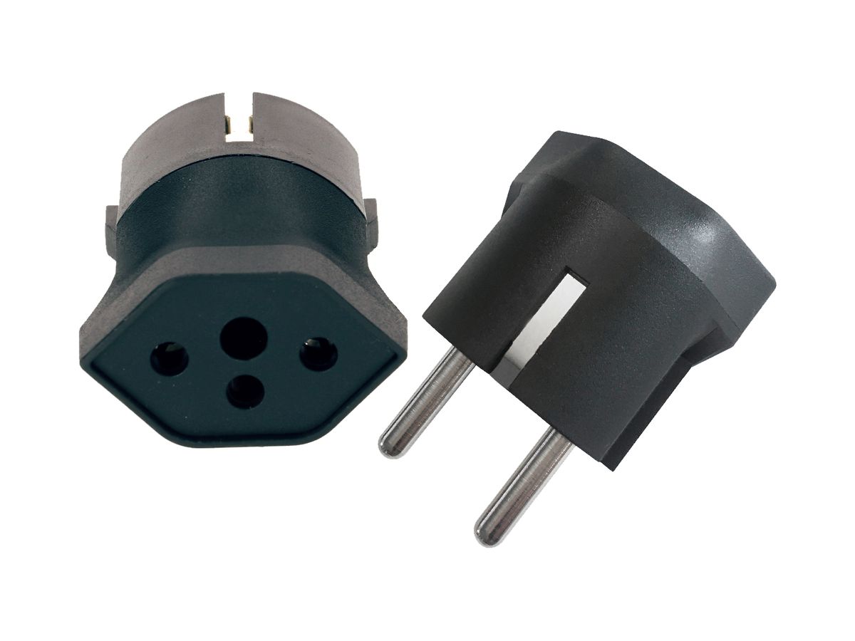 Fixadapter MAX HAURI Shuko/T13 3L 250V 10A 2300W schwarz